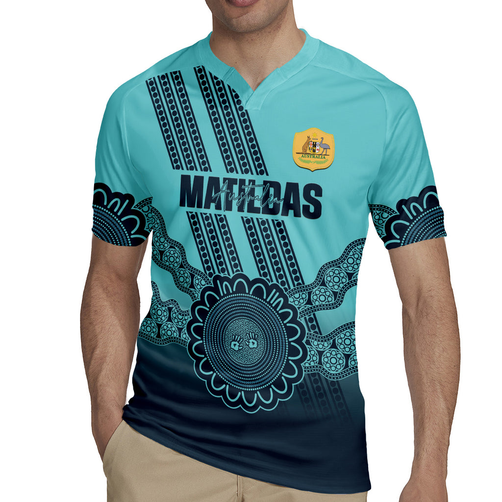 Custom Australia Matildas Rugby Jersey Aussie Aboriginal Turquoise Version