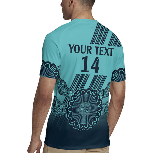 Custom Australia Matildas Rugby Jersey Aussie Aboriginal Turquoise Version
