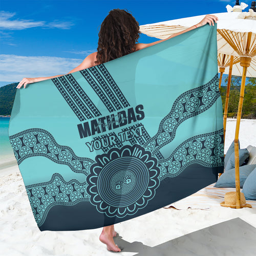 Custom Australia Matildas Sarong Aussie Aboriginal Turquoise Version