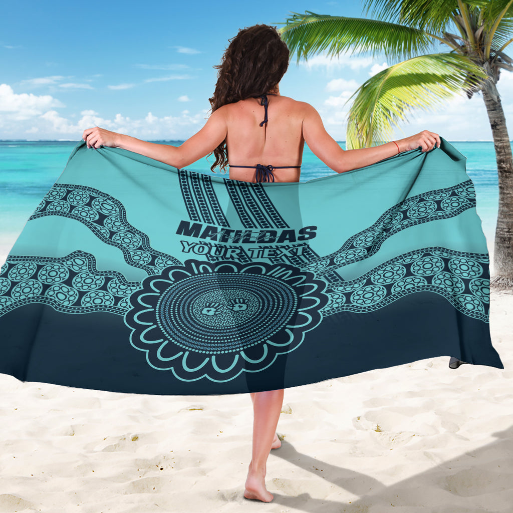 Custom Australia Matildas Sarong Aussie Aboriginal Turquoise Version