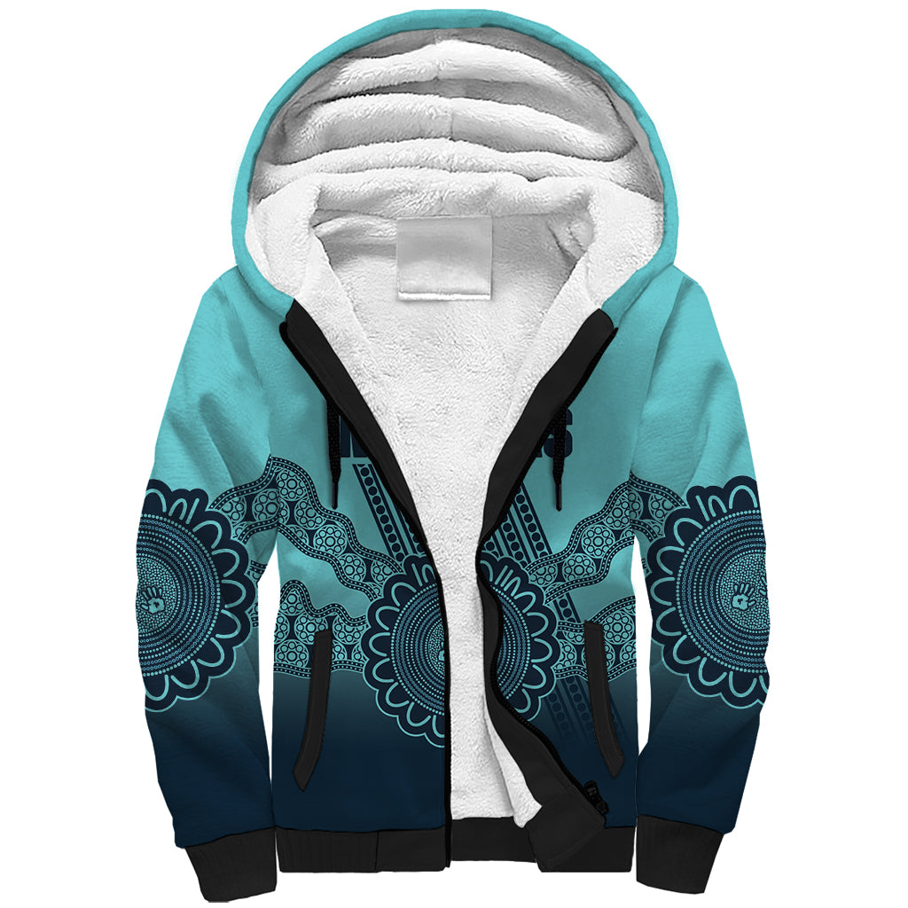 Custom Australia Matildas Sherpa Hoodie Aussie Aboriginal Turquoise Version