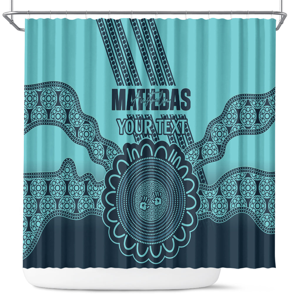 Custom Australia Matildas Shower Curtain Aussie Aboriginal Turquoise Version