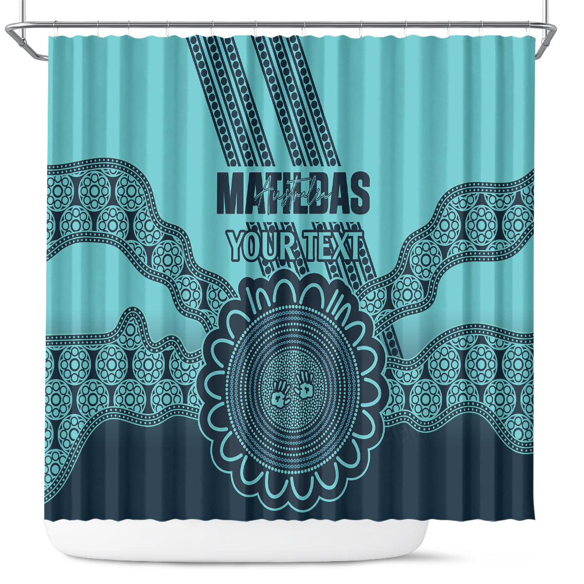 Custom Australia Matildas Shower Curtain Aussie Aboriginal Turquoise Version