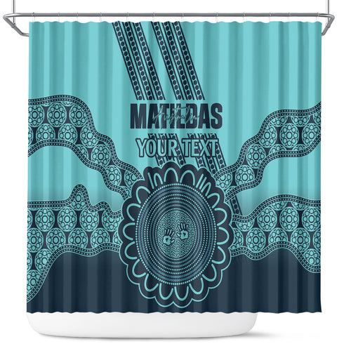 Custom Australia Matildas Shower Curtain Aussie Aboriginal Turquoise Version