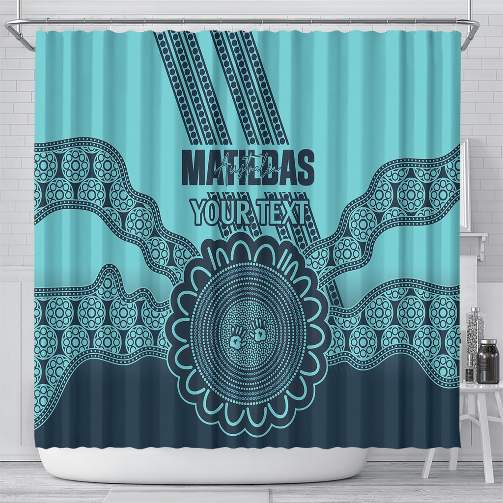 Custom Australia Matildas Shower Curtain Aussie Aboriginal Turquoise Version