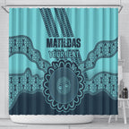 Custom Australia Matildas Shower Curtain Aussie Aboriginal Turquoise Version