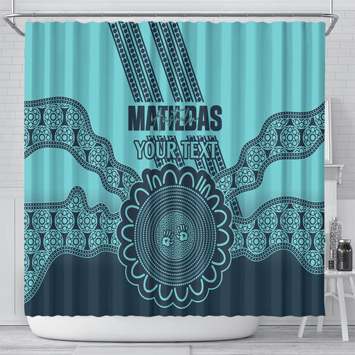 Custom Australia Matildas Shower Curtain Aussie Aboriginal Turquoise Version