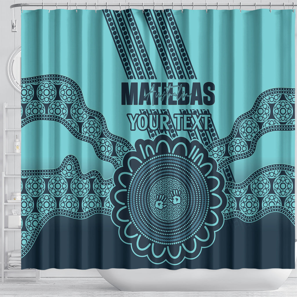 Custom Australia Matildas Shower Curtain Aussie Aboriginal Turquoise Version