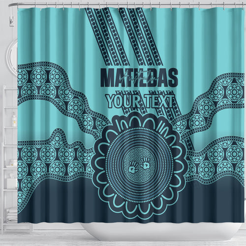 Custom Australia Matildas Shower Curtain Aussie Aboriginal Turquoise Version