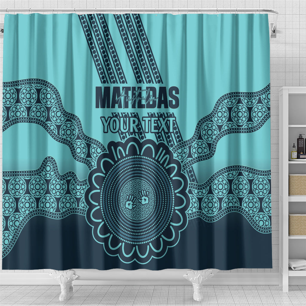 Custom Australia Matildas Shower Curtain Aussie Aboriginal Turquoise Version
