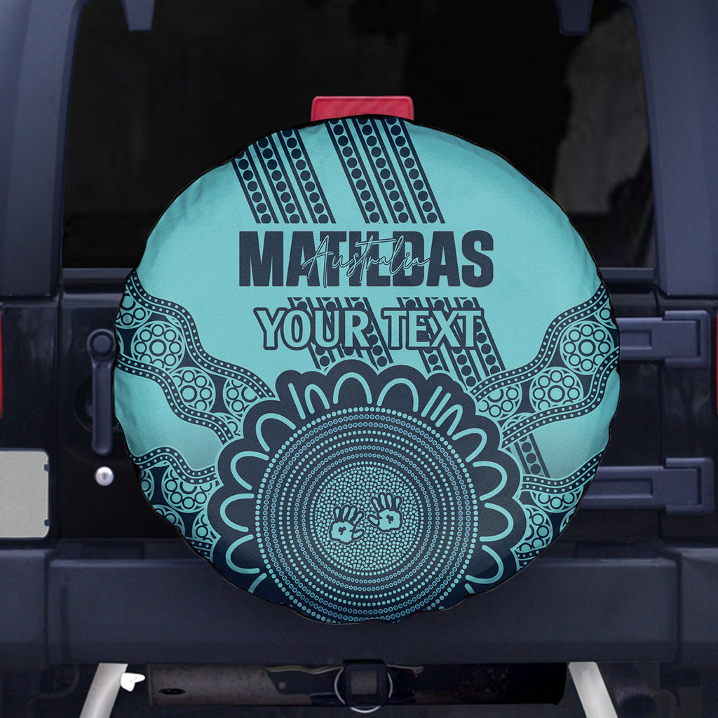Custom Australia Matildas Spare Tire Cover Aussie Aboriginal Turquoise Version