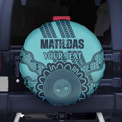 Custom Australia Matildas Spare Tire Cover Aussie Aboriginal Turquoise Version