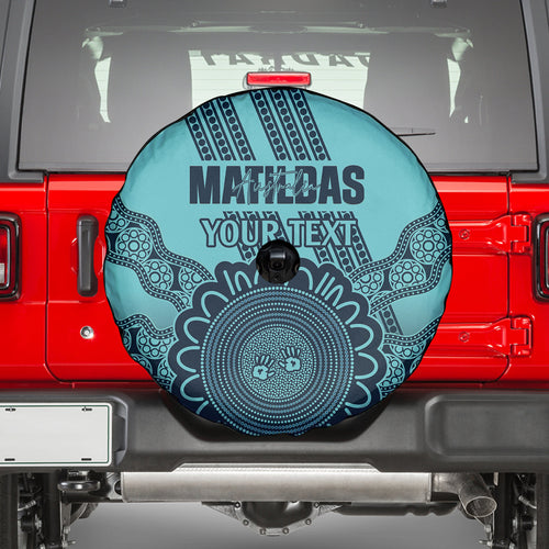 Custom Australia Matildas Spare Tire Cover Aussie Aboriginal Turquoise Version