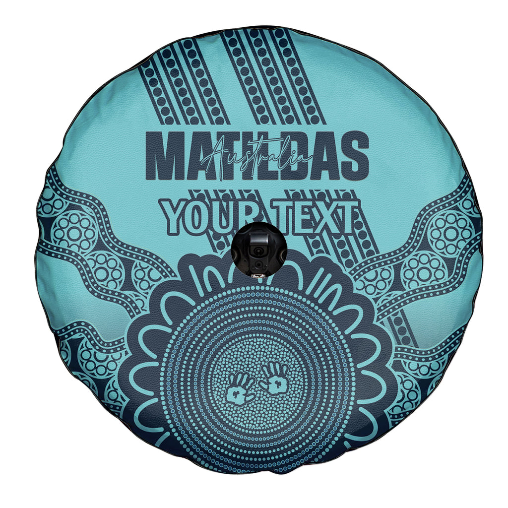 Custom Australia Matildas Spare Tire Cover Aussie Aboriginal Turquoise Version