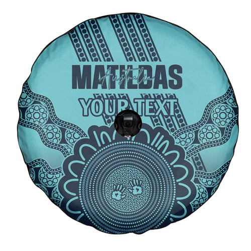Custom Australia Matildas Spare Tire Cover Aussie Aboriginal Turquoise Version