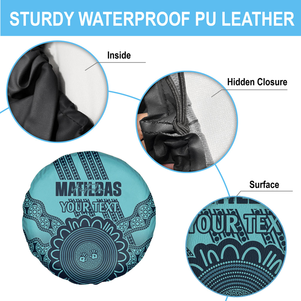 Custom Australia Matildas Spare Tire Cover Aussie Aboriginal Turquoise Version