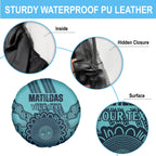 Custom Australia Matildas Spare Tire Cover Aussie Aboriginal Turquoise Version
