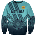 Custom Australia Matildas Sweatshirt Aussie Aboriginal Turquoise Version