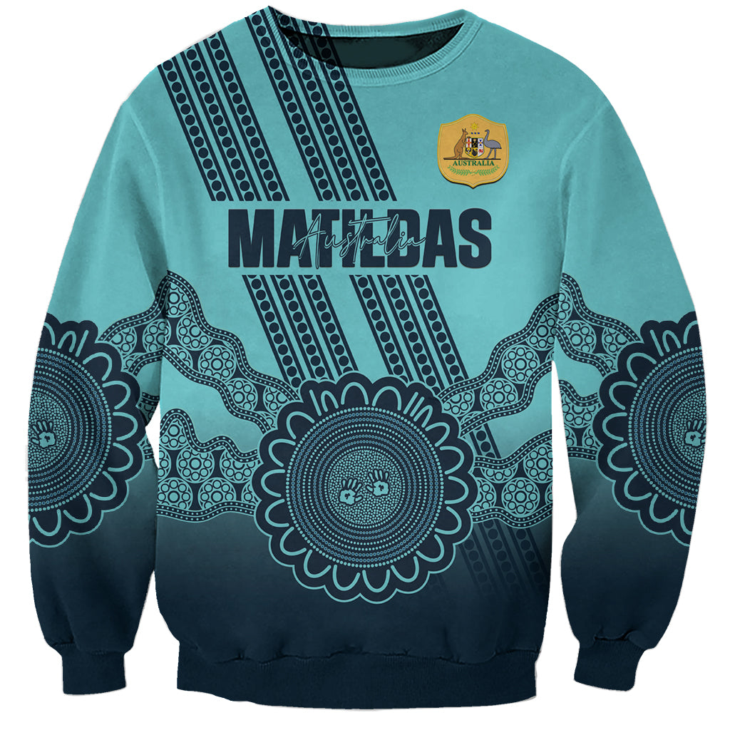 Custom Australia Matildas Sweatshirt Aussie Aboriginal Turquoise Version