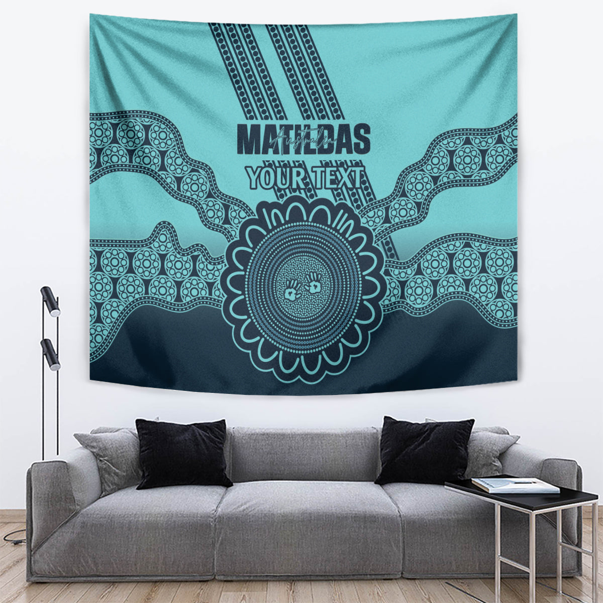 Custom Australia Matildas Tapestry Aussie Aboriginal Turquoise Version