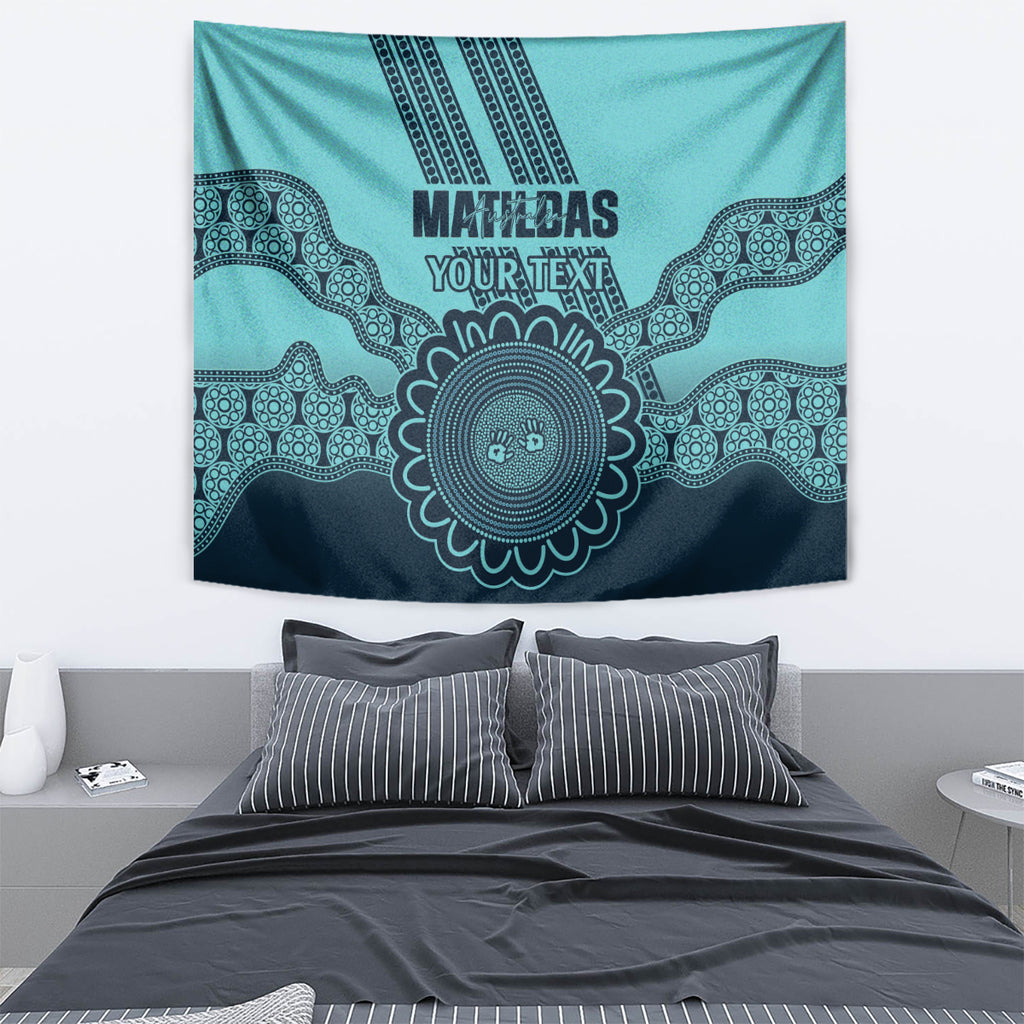 Custom Australia Matildas Tapestry Aussie Aboriginal Turquoise Version