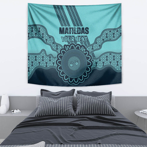 Custom Australia Matildas Tapestry Aussie Aboriginal Turquoise Version