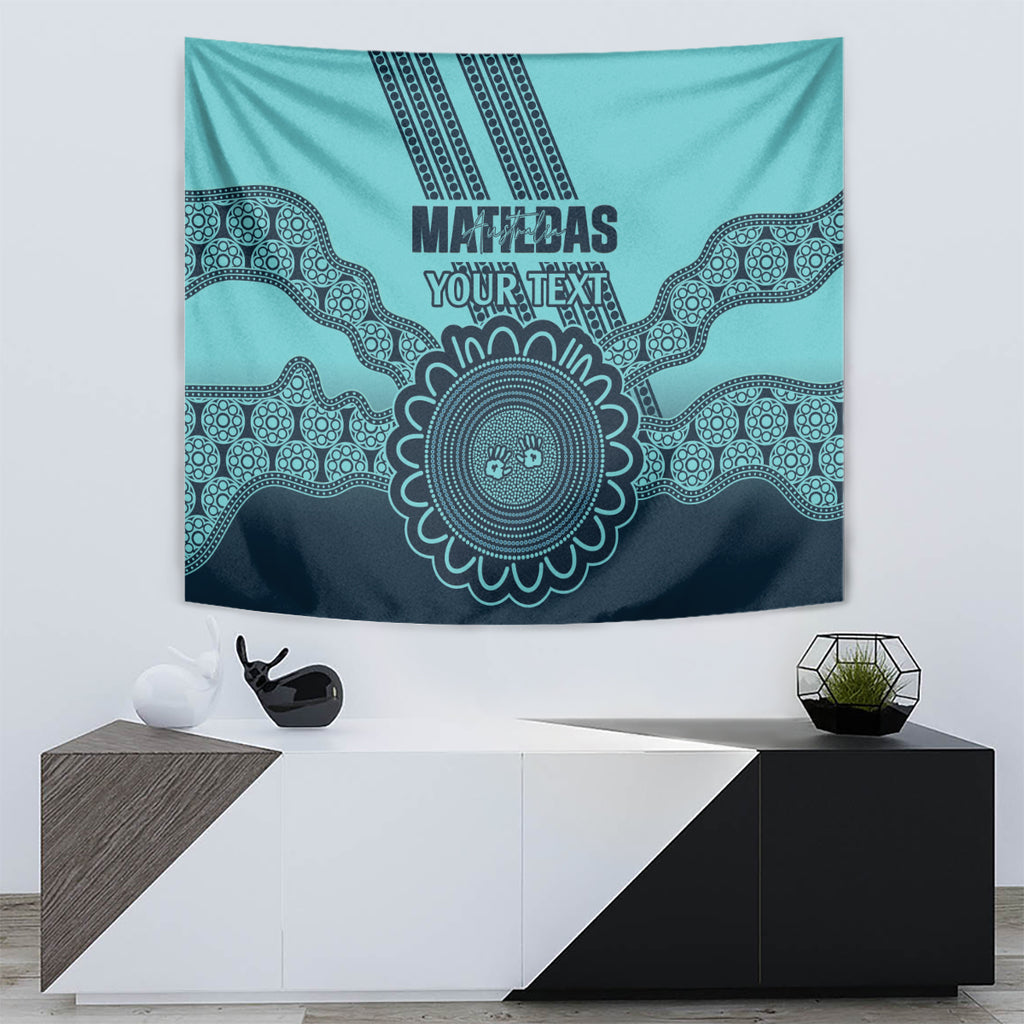Custom Australia Matildas Tapestry Aussie Aboriginal Turquoise Version