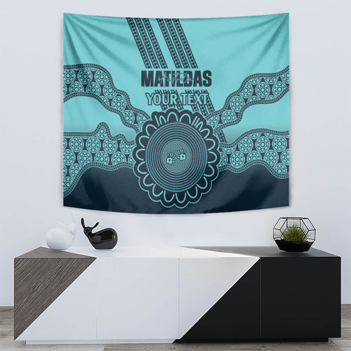 Custom Australia Matildas Tapestry Aussie Aboriginal Turquoise Version