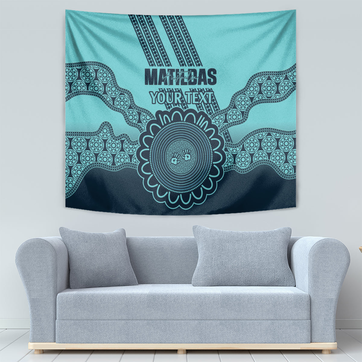 Custom Australia Matildas Tapestry Aussie Aboriginal Turquoise Version