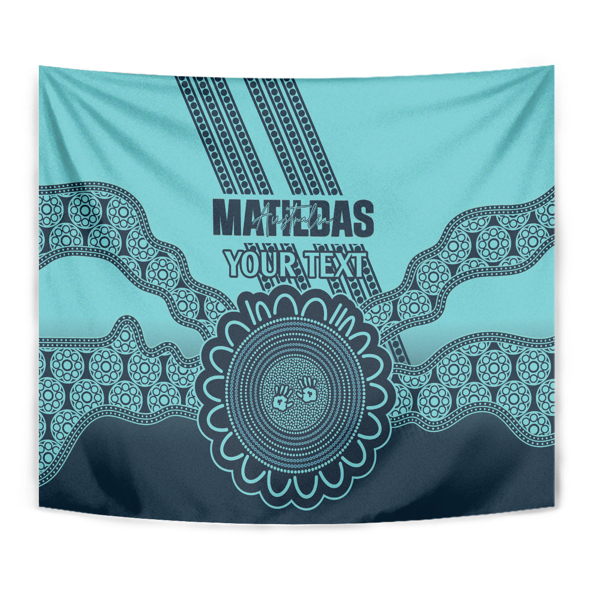 Custom Australia Matildas Tapestry Aussie Aboriginal Turquoise Version