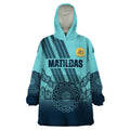 Custom Australia Matildas Wearable Blanket Hoodie Aussie Aboriginal Turquoise Version