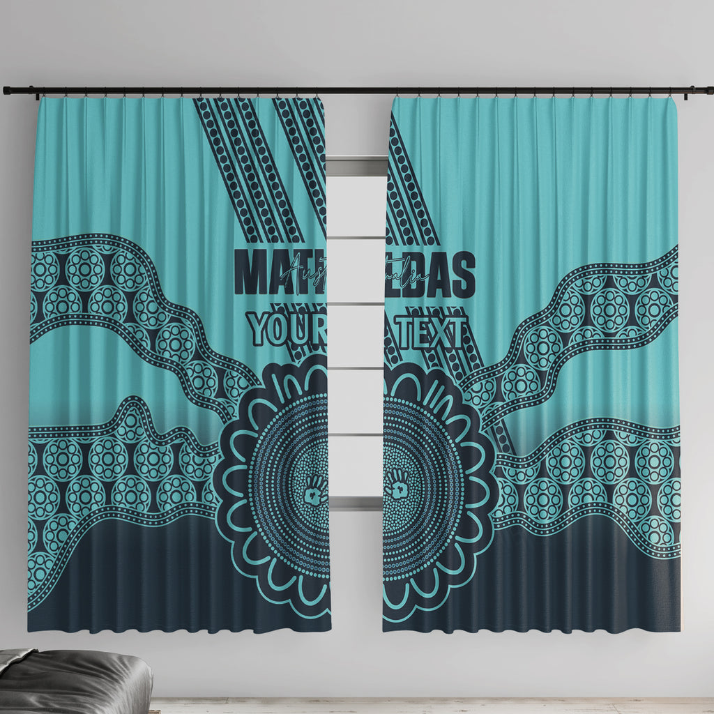 Custom Australia Matildas Window Curtain Aussie Aboriginal Turquoise Version