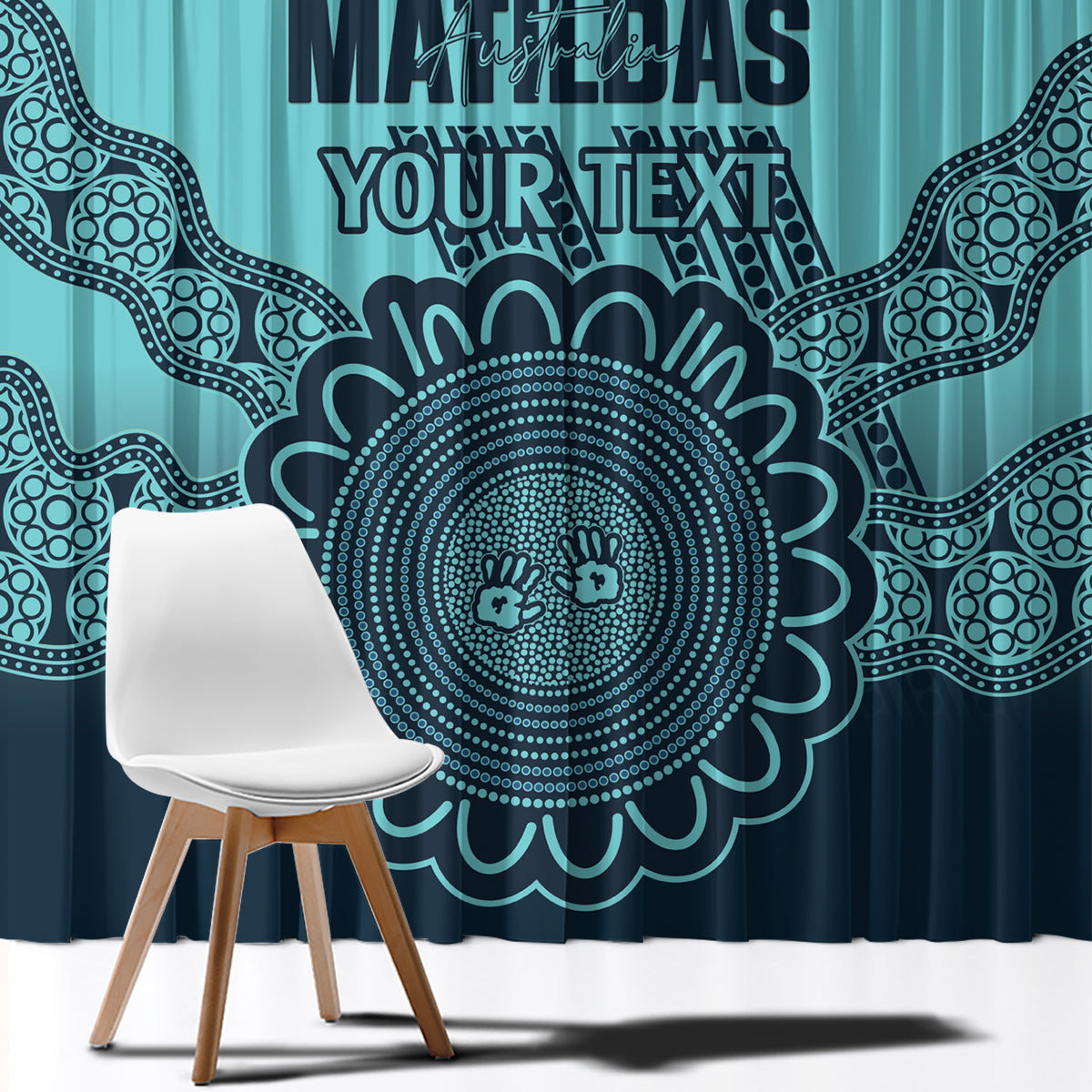 Custom Australia Matildas Window Curtain Aussie Aboriginal Turquoise Version