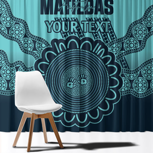 Custom Australia Matildas Window Curtain Aussie Aboriginal Turquoise Version