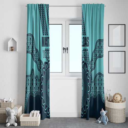 Custom Australia Matildas Window Curtain Aussie Aboriginal Turquoise Version