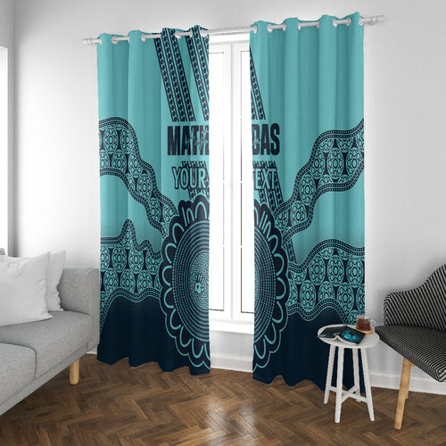 Custom Australia Matildas Window Curtain Aussie Aboriginal Turquoise Version