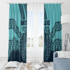 Custom Australia Matildas Window Curtain Aussie Aboriginal Turquoise Version