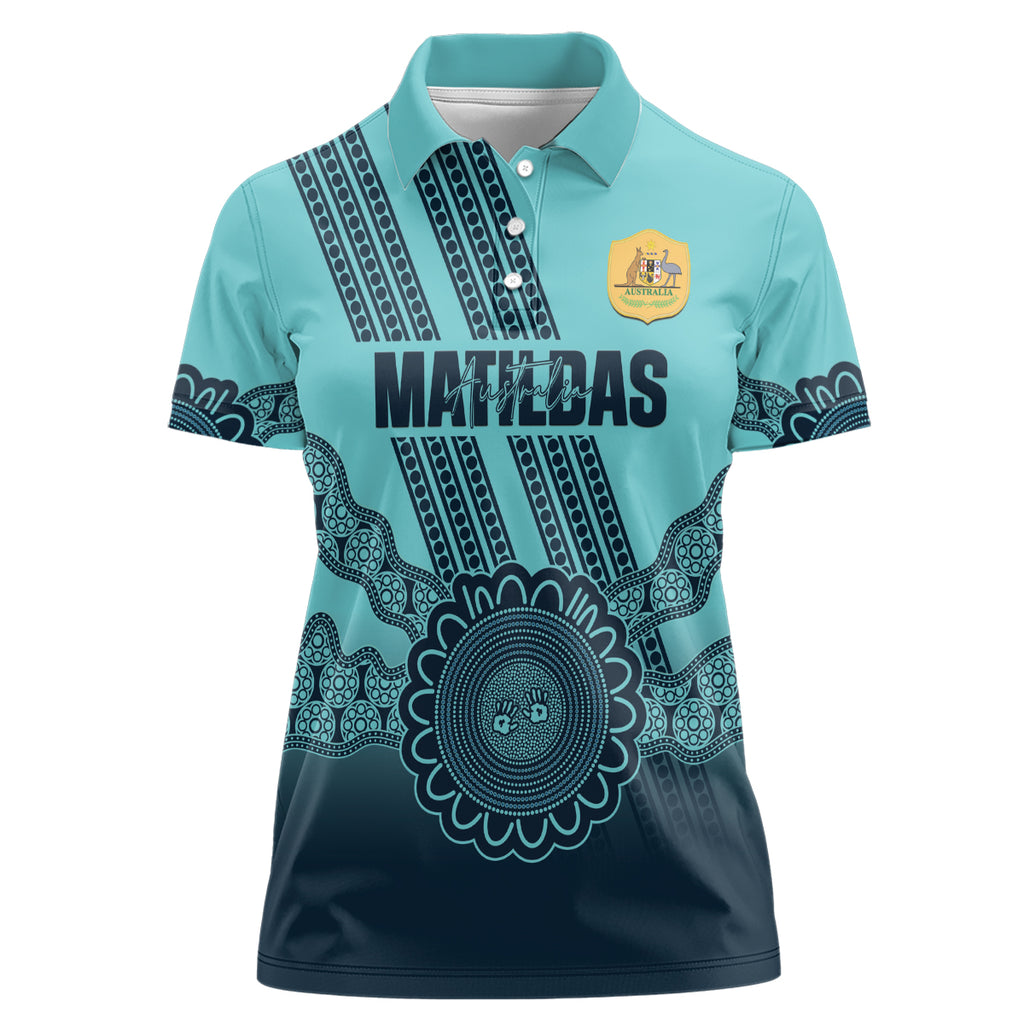 Custom Australia Matildas Women Polo Shirt Aussie Aboriginal Turquoise Version