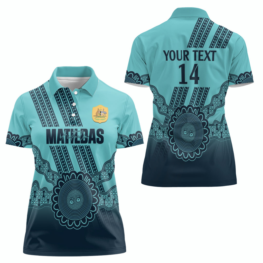 Custom Australia Matildas Women Polo Shirt Aussie Aboriginal Turquoise Version