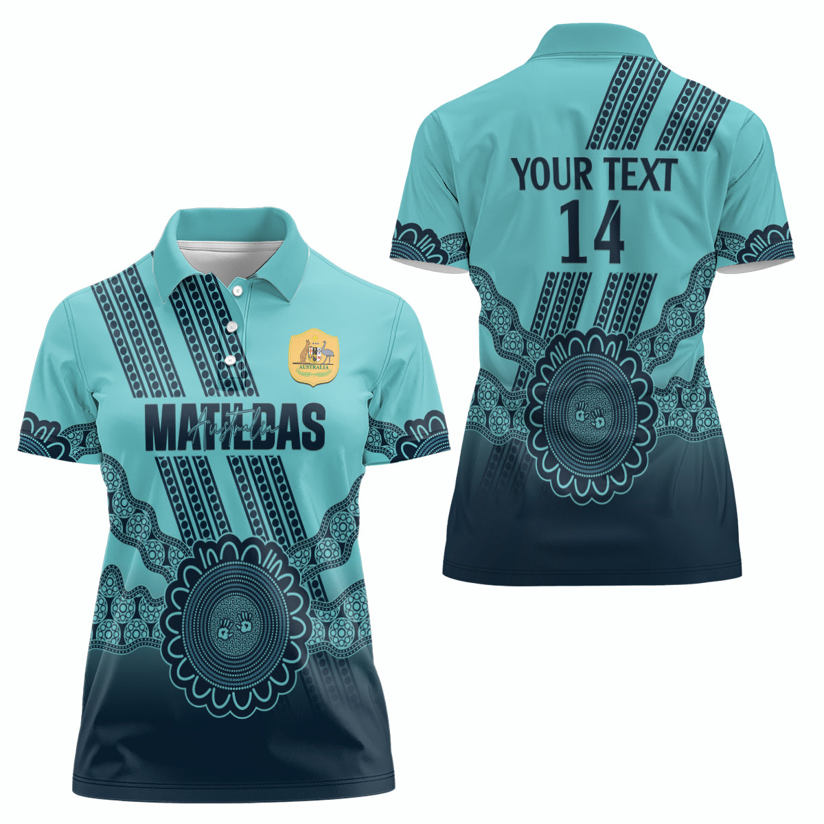 Custom Australia Matildas Women Polo Shirt Aussie Aboriginal Turquoise Version