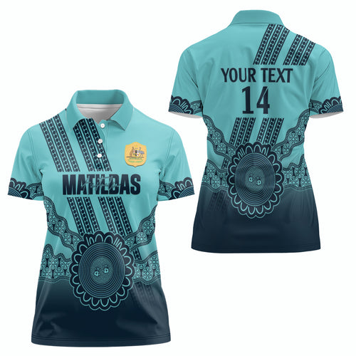 Custom Australia Matildas Women Polo Shirt Aussie Aboriginal Turquoise Version