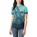 Custom Australia Matildas Women Polo Shirt Aussie Aboriginal Turquoise Version