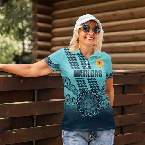 Custom Australia Matildas Women Polo Shirt Aussie Aboriginal Turquoise Version