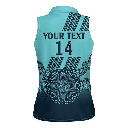 Custom Australia Matildas Women Sleeveless Polo Shirt Aussie Aboriginal Turquoise Version