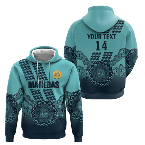 Custom Australia Matildas Zip Hoodie Aussie Aboriginal Turquoise Version