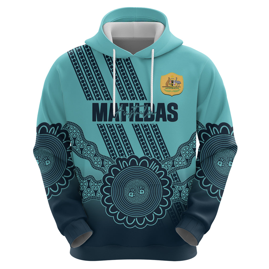 Custom Australia Matildas Zip Hoodie Aussie Aboriginal Turquoise Version