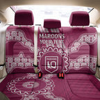 Custom QLD Maroons Rugby Back Car Seat Cover Aussie Aboriginal Mix Polynesian Pattern