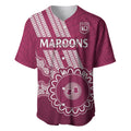 Custom QLD Maroons Rugby Baseball Jersey Aussie Aboriginal Mix Polynesian Pattern
