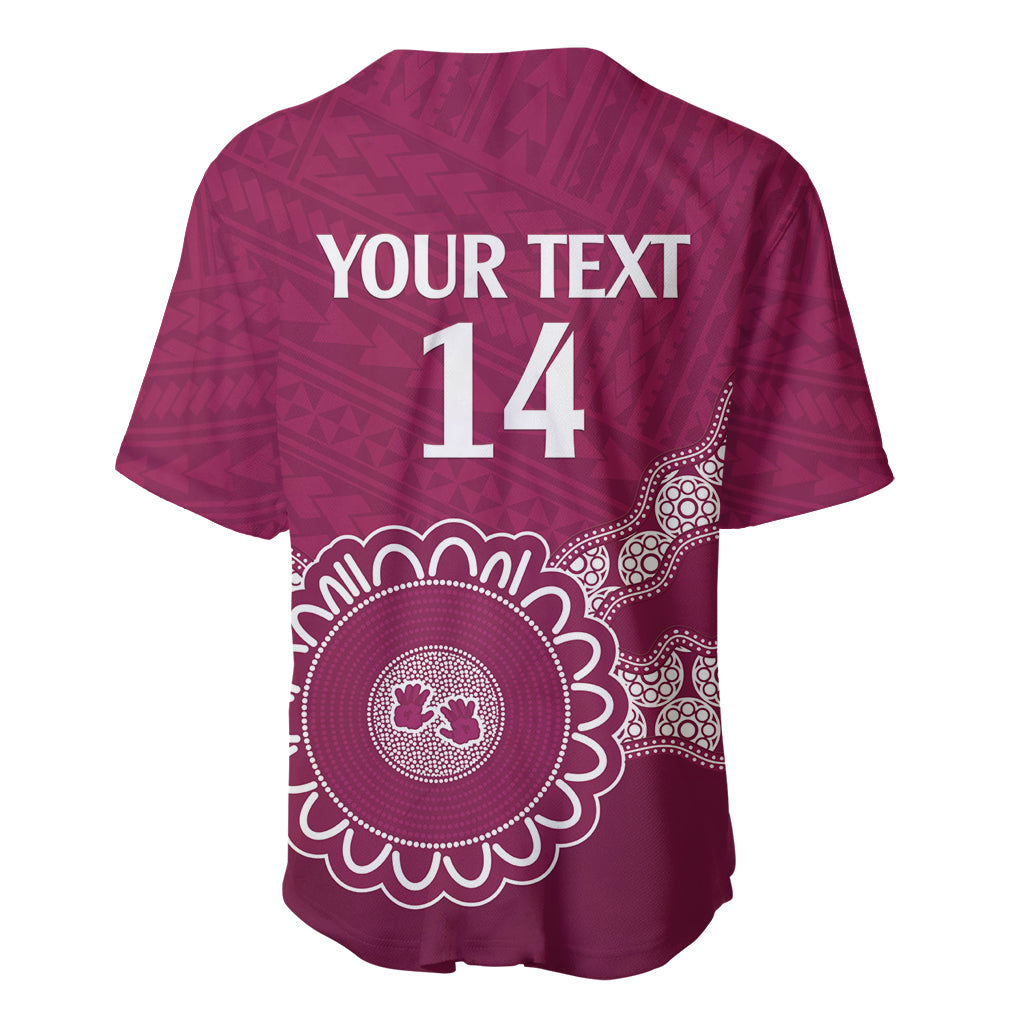 Custom QLD Maroons Rugby Baseball Jersey Aussie Aboriginal Mix Polynesian Pattern