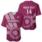 Custom QLD Maroons Rugby Baseball Jersey Aussie Aboriginal Mix Polynesian Pattern